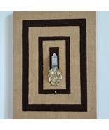 Geometric organic texture wall art on linen quartz point with gold drop ... - $103.14 CAD