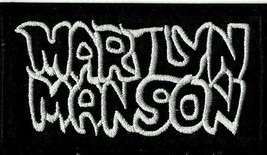 Marilyn Manson Logo - White On Black - Embroidered IRON/SEW On Patch - New - £3.95 GBP