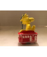 1972 United Features Japan Ceramic WOODSTOCK ON RED TROLLY CAR Ornament - £26.26 GBP