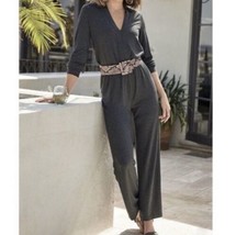 Soft Surroundings Tamara grey zip front jumpsuit Cozy Soft Lightweight Small - £22.04 GBP