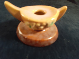 Roseville Pottery Candle Holder, Wincraft 281, Brown Base Amber Top - $14.90