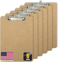 Officemate Recycled Wood Clipboards Low Profile Clip 6 Pack Clipboards Brown NEW - £21.02 GBP