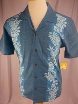 Favant Mens Hawaiian Shirt Sz S Haigt Blue Floral Pineapple Pocket Coconut Bttns - £15.93 GBP