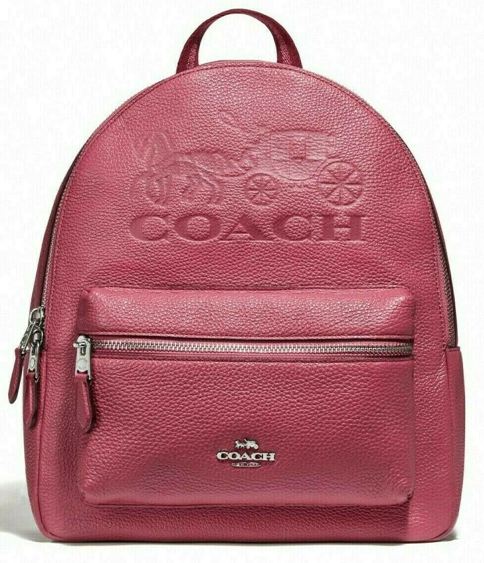 New Coach 76729 Jes Backpack with Horse and Carriage Leather Rouge - $139.00