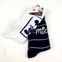 Disney Crew Socks Mickey Mouse Size 6-12 Mens Gray &amp; Blue 2 Pair New - £11.79 GBP