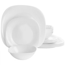 Gibson Ultra Piazza 18 Piece Soft Square Tempered Opal Glass Dinnerware Set in W - €89,12 EUR