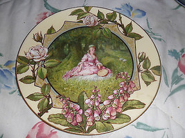 Victorian Transfer Plate lady in pink, probably from England [DL 11] - £43.36 GBP
