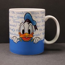 Disney Donald Duck &amp; Goofy 12 oz. Blue &amp; White Ceramic Coffee Mug Cup - £11.56 GBP