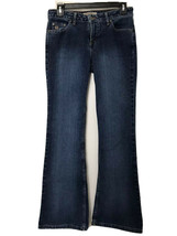 Paris Blues Womens Junior Size 7 Dark Blue Wash Flare Leg Denim Jeans - £13.56 GBP