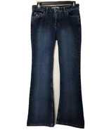 Paris Blues Womens Junior Size 7 Dark Blue Wash Flare Leg Denim Jeans - £13.34 GBP