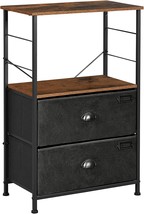 Industrial Nightstand From Songmics With Two Fabric Drawers, Storage Shelves, - £43.14 GBP