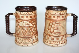 Original European Handmade Hand Painted Pirate and Ship Beer Stein Mug 6&quot; - £49.42 GBP