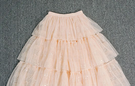 Blush Sparkly Layered Tulle Skirt Outfit Women Plus Size Party Tulle Midi Skirt image 7