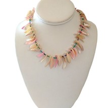Vintage 80s Seashell Necklace Shells Shard Pieces Mother Of Pearl Beach ... - £19.54 GBP