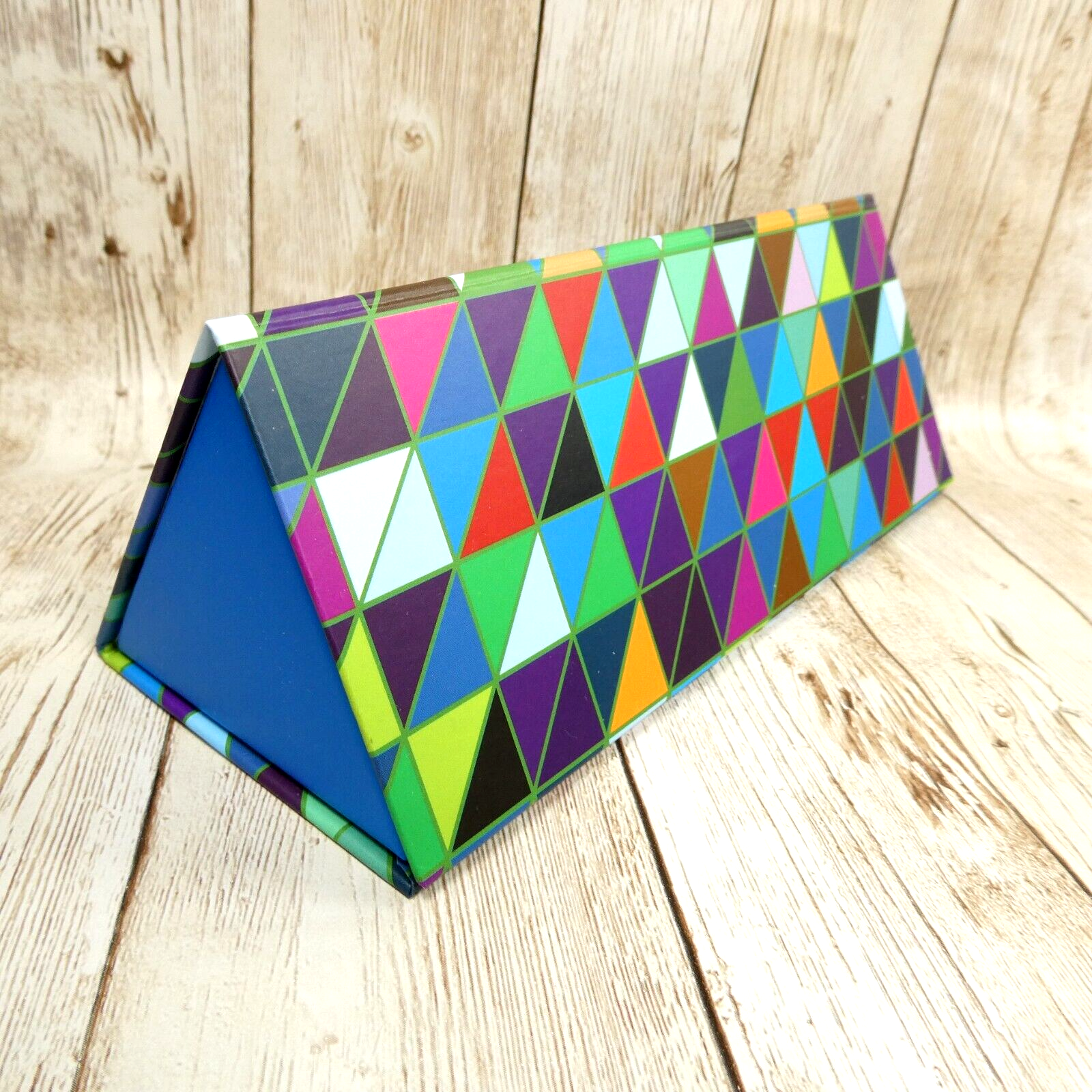 Colorful Eyeglasses Sunglasses Blue Triangular Cardboard Hard CASE ONLY - $4.42