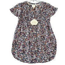 Knox Rose Women Shirt Size XS Blue Preppy Floral Stretch V-Neck Short Sleeve Top - £13.43 GBP