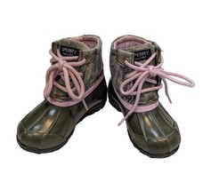 Toddler Girls Sperry Duck Boots Size 6 Camo/Pink Excellent Condition - $20.36 CAD
