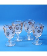 Vintage Libbey GOLDEN FOLIAGE 5½” Cocktail Glass Frosted & Gold Trim - Set Of 4 - $34.98