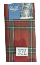 Red Journey Plaid Fabric Napkins Christmas Set of 4 Country Cabin Lodge Cotton - £15.74 GBP