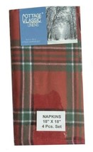 Red Journey Plaid Fabric Napkins Christmas Set of 4 Country Cabin Lodge ... - £15.40 GBP