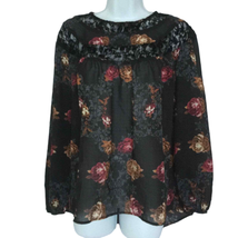 Knox Rose Black Lace Floral Boho Hi Low Bohemian Roses Blouse Top Women ... - £13.95 GBP