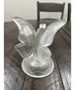 Vtg Fenton Frosted Clear Glass Crystal Butterfly On Branch Sticker Figurine - €21,34 EUR