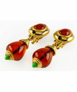 Roxanne Assoulian Amber Drop Costume Ear Clips Earrings 1980s Stunning - $3,404.31 MXN