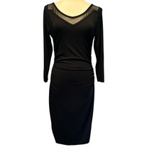 Cache Black Sheer Neck Ruched Sides Stretch Lined Bodycon Wiggle New NWT... - $67.20