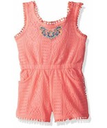 Limited Too Baby Girls Romper, Pom Trim Lace Tie Back Neon Light Coral, ... - $10.53 CAD