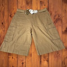 NWT Vintage Belted Cargo Shorts Wide Leg Tan Sz 40 PJ Mark Y2K Dead Stock - £14.12 GBP