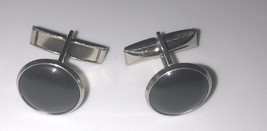 Silver &amp; Black Round Pair Of Cufflinks  - $5.78