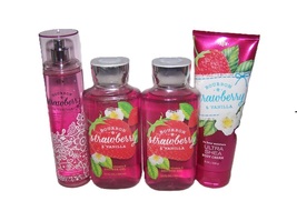 Bath &amp; Body Works Bourbon Strawberry &amp; Vanilla 4 Piece Set - Mist Gel Cream - £100.71 GBP