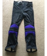 Rare 1980s Obermeyer Ski Pants, Men&#39;s Size 32 Reg Black Purple Padded Knees - £54.50 GBP