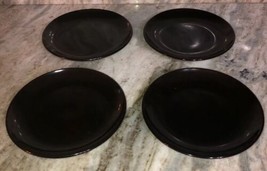 Royal Norfolk Black 7 1/2”Stoneware Dinnerware Saucer Plates Set Of 4-NE... - $50.15