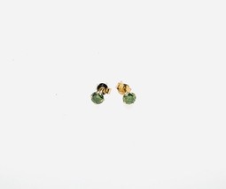0.20ctw Round Fancy Green Diamond Basket Push Back Stud Earrings 14K Yel... - $89.09