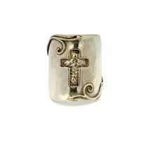 Vintage Sterling Silver Signed 925 Didae Israel Carved Cross Dome Ring sz 8 1/4 - £58.38 GBP