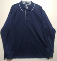 PGA TOUR Mens Polo Golf Shirt Navy Blue and Gray Long Sleeve Polyester XL - £13.32 GBP