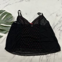 Cacique Sheer Mesh Camisole Lingerie Top Plus Size 18/20 Black Red Hearts - $19.79