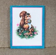 Ephemera Vintage Note Card Kitsch Anthropomorphic Mother Squirrel And Baby - $3.96