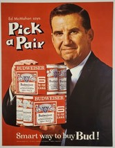 1966 Print Ad Budweiser Beer Ed McMahon Bud in Six-Pack of Cans - £13.84 GBP