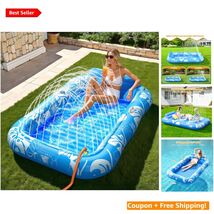 Oversized 77"x48" Inflatable Tanning Pool with Built-in Cup Holder &amp; Spr... - $79.15