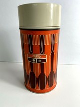 VTG 70s Metal Thermos Hot Cold Coffee Storage Orange Brown Soup Tea Bottle - £15.95 GBP