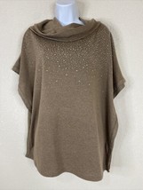 ND New Directions Womens Size M Brown Knit Rhinestone Poncho Style Top - £7.64 GBP