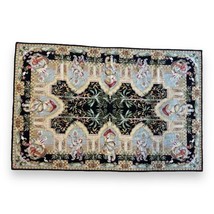 Asian India Men Riding Elephants Handmade Wool Needlepoint Tapestry Area... - $147.51