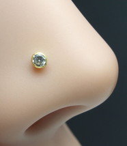Solid Gold 14k Indian Style Cute Single stone CZ Nose Stud Nose Pin - £13.44 GBP