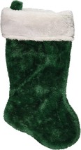 Christmas Stocking Plush Green Plush 15.5&quot; tall by Merry Brite - £8.68 GBP