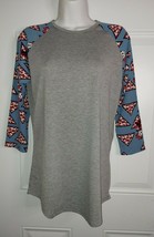 LuLaRoe Baseball Style Top Minnie Mouse Sleeve Scoop Neck Pullover Blouse Size S - £14.91 GBP