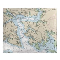 Betsy Drake Pungo River, NC Nautical Map Fleece Throw - £55.38 GBP