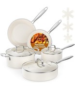 11-Pc Ceramic Non-Stick Cookware Set, Cream White, Oven Safe, Induction ... - $1,194.42 MXN