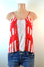 Marineblu Lace And Stripes Tank Red - $23.99